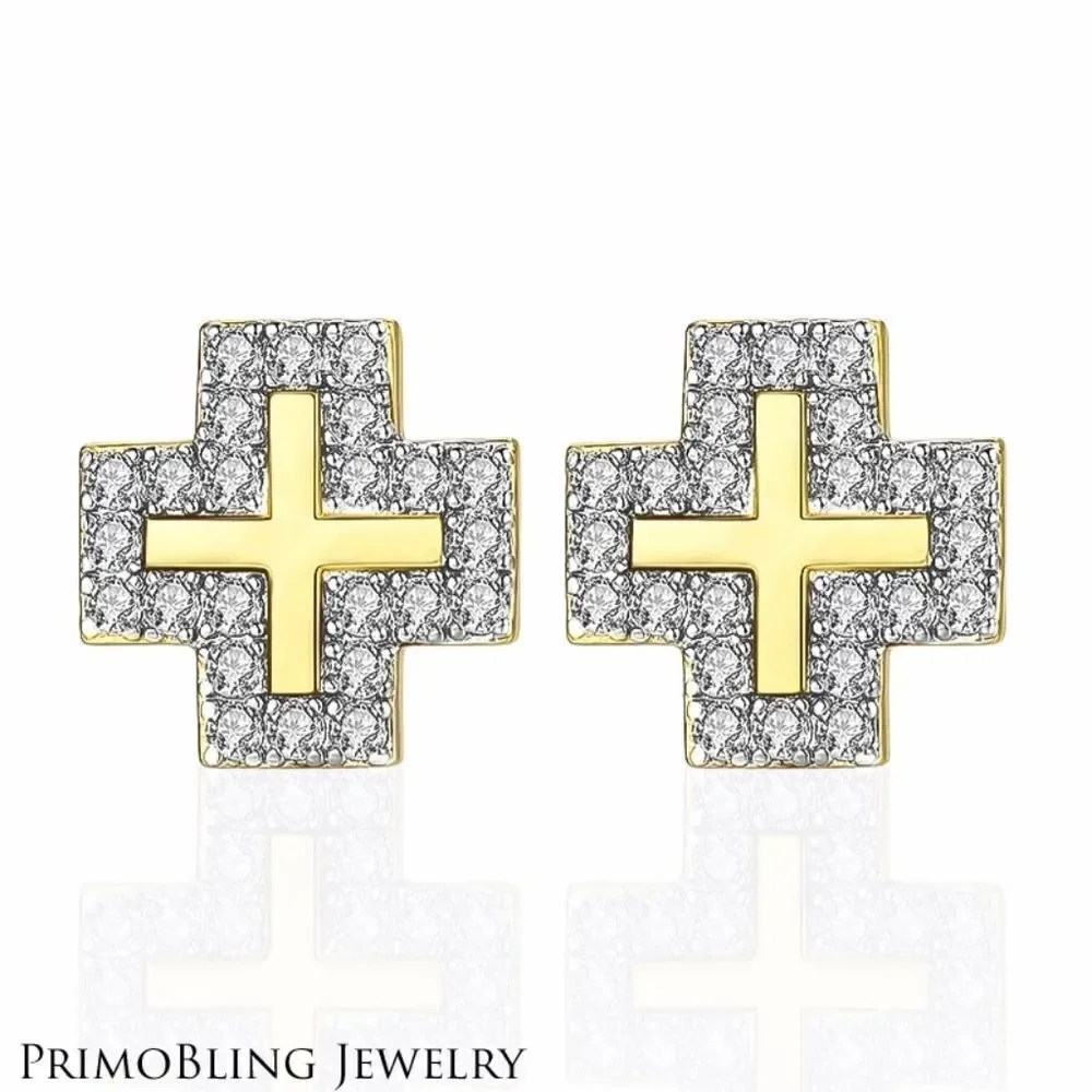 Double Color Cross Earrings